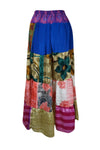 Womens Lapis Blue, Beige Floral Maxi Skirt Patchwork Boho Skirts S/M/L