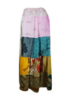 Womens Summer Beach Maxi Skirt Pink Floral Patchwork Boho Skirts S/M/L