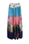 Womens Stylish Long Maxi Skirt Blue, Pink Patchwork Boho Skirts S/M/L