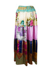 Womens Summer Maxi Skirt Pink Floral Patchwork Boho Skirts S/M/L