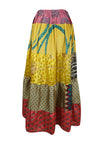 Women's Summer Maxi Skirt in Pineapple Yellow Floral Patchwork  Boho Style in S/M/L