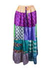 Summer Maxi Skirt in Sky Blue, Multi Floral Patchwork Boho Style in S/M/L