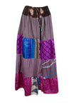 Womens Long Beach Maxi Skirt Purple Multi Patchwork Boho Skirts S/M/L