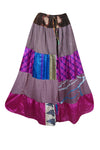 Womens Long Beach Maxi Skirt Purple Multi Patchwork Boho Skirts S/M/L