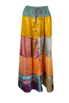 Summer Long Maxi Skirt in Yellow Multi Patchwork Boho Style in S/M/L