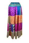 Womens Beige, Pink Long  Maxi Skirt Patchwork Boho Skirts S/M/L