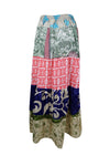 Womens Pink Multi Floral Beautiful Long Skirt Patchwork Boho Skirts S/M/L