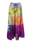 Womens Purple Multi Floral Beach Long Skirt Patchwork Boho Skirts S/M/L