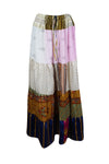 Womens Boho Maxi Skirt White Multi Patchwork Beach Festival Skirts S/M/L