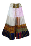 Womens Boho Maxi Skirt White Multi Patchwork Beach Festival Skirts S/M/L