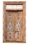 Antique Indo-French Doors with Frame Rustic Carved Jali Teak Doors 98