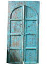 Antique Arched Double Barn Door Teak Wood Blue Garden Doors 87x46