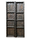 Antique Lotus Carved Double Doors Vintage Teak Garden Doors 80x38