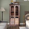 Antique Armoire Wardrobe Brown Iron Grid Farmhouse Hand Carved Cabinet 85