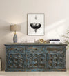 Antique Accent Storage Cabinet Blue Buffet Sideboard Entryway Cabinet 71