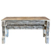 Rustic Carved Console Table TV Stand Vintage Washed Wood Entryway Table