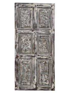 Vintage White Carved Sliding Door Rustic French Carved Door 80x36