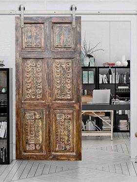 French Carved Wood Doors Vintage Farmhouse Bedroom Sliding Door 80x36