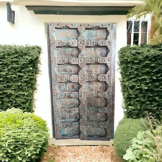 Antique Teak Doors Farmhouse Rustic Wood Blue Exterior Front Door 84