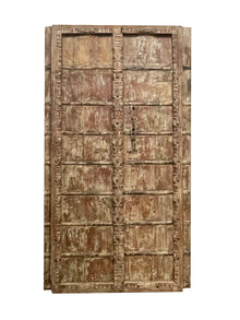  Antique Indian Front Door Distressed Brown Teak Wood Carved Entrance Doors 84x44