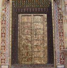  Antique Indian Front Door Distressed Brown Teak Wood Carved Entrance Doors 84x44