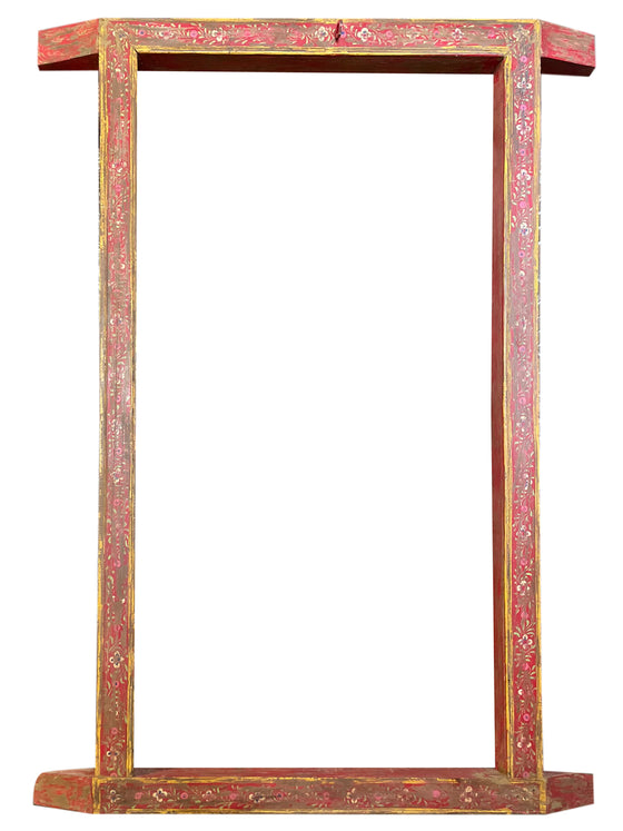 Antique Door Floor Mirror, Rustic Red Painted Large Mirror, Boho Mirror, 69