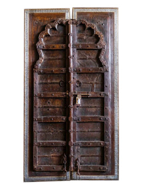 Antique Arched Door in Dark Teak from India, Rustic Barn Doors ...