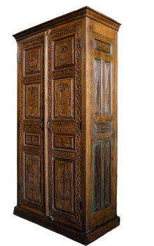  Vintage Armoire Ornate Wardrobe Cabinet Antique Anglo-Indian Armoire 82x41