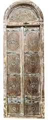 Antique Exterior Door Arched Rustic Teak White Carved Door 97x36