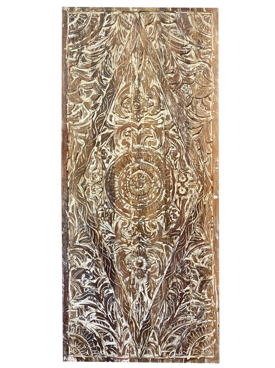 Hand Carved Vintage Door Lotus Mandala Carved Wall Art Closet Door 80