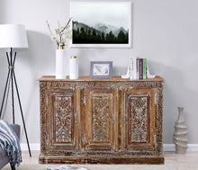  Whitewash Artisan Crafted Dresser Rustic Sideboard Carved Floral Buffet