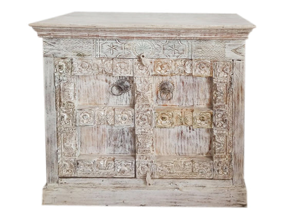 Antique White Cabinet Vanity Rustic Vintage Storage Chest 38