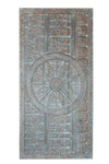 Artisan-Carved Vintage Sun Temple Wall Sculpture: Unique Eclectic 72x36