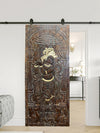 Vintage Fluting Krishna Carved door Custom Indian Door, Studio Wall Decor Art 83