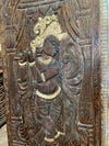 Vintage Fluting Krishna Carved door Custom Indian Door, Studio Wall Decor Art 83