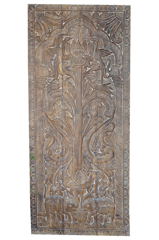 Artistic Tree of Life Vintage Carved Sliding Barn Door 83X36