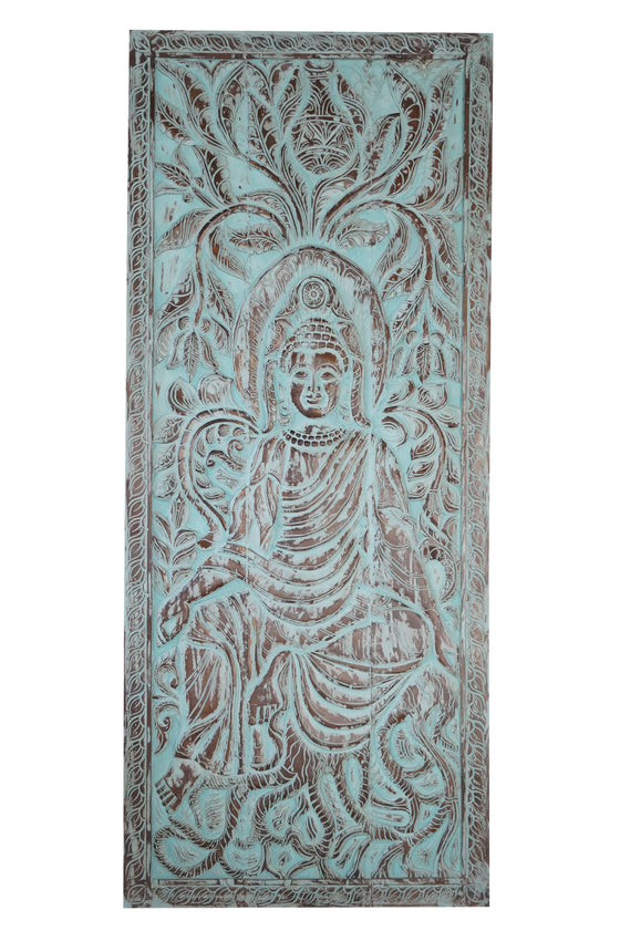 Seated Budha Sliding Barn Door Bluewash Buddha Custom Art 83X36