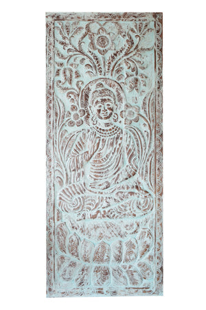 Serene Buddha Carved Barn door, Sliding Barn Door, 83x36