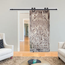  Blissful Ganesha Carved Sliding Barn Door Vintage Wood Wall Decor 84x41