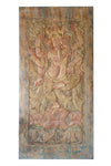 Dancing Nritya Ganesha Door Carved Wood Indian Wall Decor 84X41