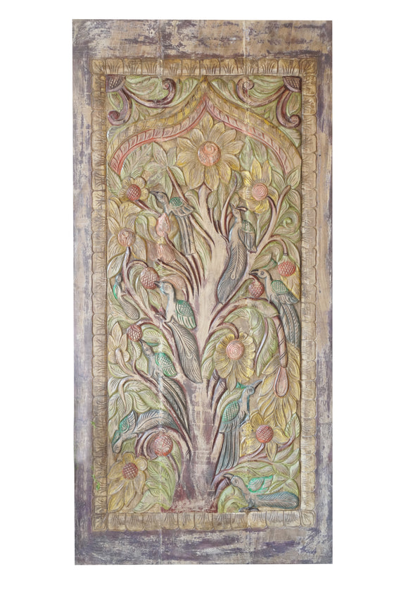 Tree of Life Decorative Sliding Barn Door Nature Carved Wall Art 84x41