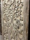 Hand-Carved Wooden Radha Krishna Barn Door Vintage Farmhouse Décor 84x41