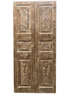 Antique India Carved Double Doors Rustic Vintage Teak Doors 80x33.5