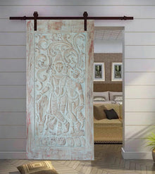  Radha Krishna Bluewash Sliding Barn Door Vintage Wall Art 84x41