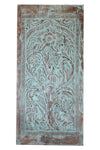 Tree Of Life Vintage Carved Wood Blue Sliding Barn Door Wall Art Decor 84x41