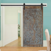  Tree of Life Carved Rustic Wood Sliding Barn Door 96x40