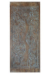 Tree of Life Carved Rustic Wood Sliding Barn Door 96x40