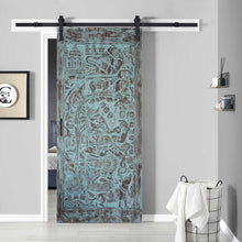  Turquoise Ganesha On Chariot Carved Sliding Barn Door 96x40