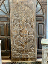 Vintage Carved Sliding Door Ganesha Wall Decor Hindu Carving Art Barn Door 96X40