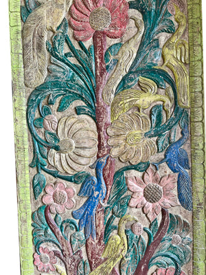 Tree of Life Carved Sliding Barn Door Colorful Vintage Wall Decor 84